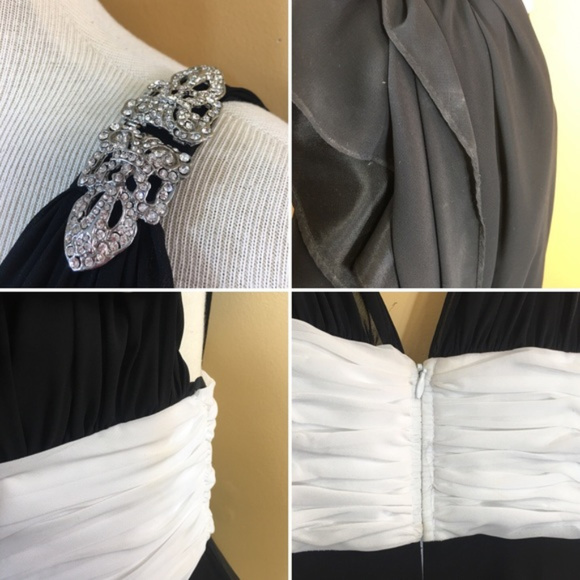 Faviana Black & White Contrast Art Deco Gown - Picture 3 of 3